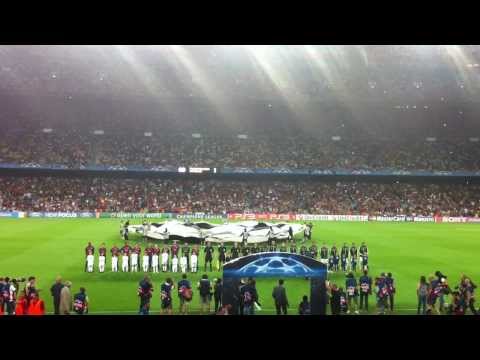 FC Barcelona vs AC Milan Champions League 13/09/2011 UCL Theme song Camp Nou via Football Ticket Net