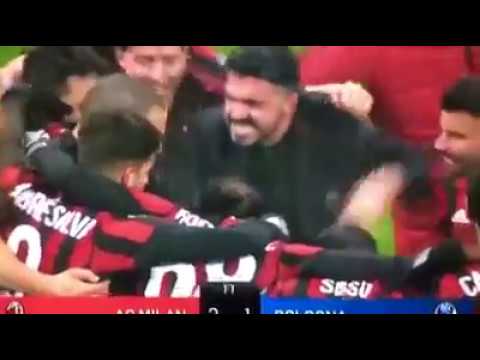 Amazing GRINTA between Gattuso & Milan Players – Milan 2-1 Bologna 2017