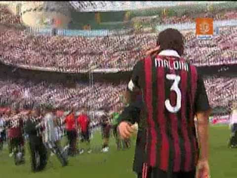 AC Milan 2 3 AS Roma + Maldini's end of the match clip HQ 2009