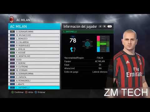 PES 2018 ALL PLAYERS AC MILAN FACES+RATINGS