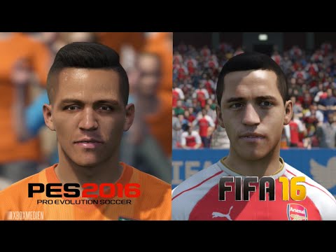 PES 2016 vs FIFA 16 Arsenal Player Faces Comparison