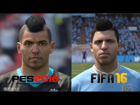 PES 2016 vs FIFA 16 Manchester City Faces Comparison