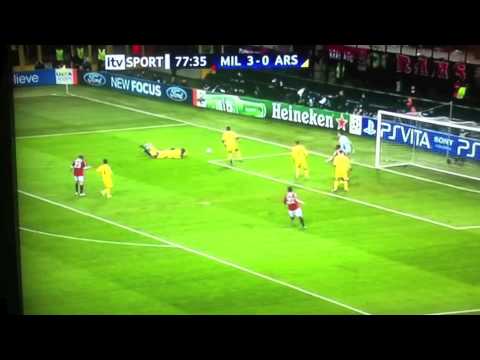 AC Milan vs Arsenal 4-0 | 15/02/2012 | Boateng Robinho Ibrahimovic Goals